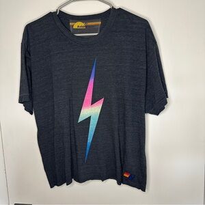 Aviator Nation Bolt Boyfriend Tee - Rainbow Pink XL